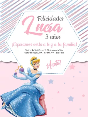 Hacer invitación online invitación digital Cumpleaños de Cenicienta