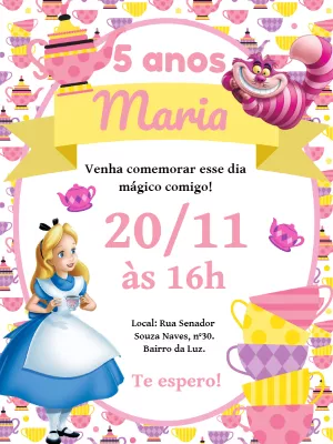 Alice in Wonderland birthday invitation