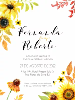 Hacer invitación invitación digital en línea Invitación de boda de girasol