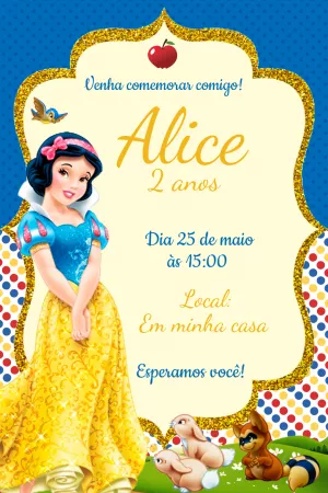 Convite online branca de neve editar grátis