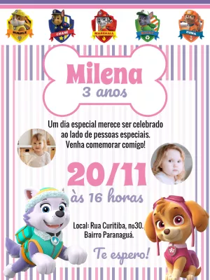 Convite Virtual Patrulha Canina Menina