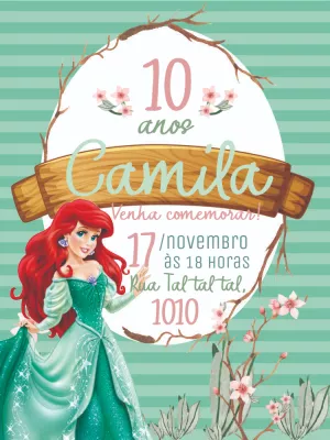 Invitación de cumpleaños de la princesa Ariel