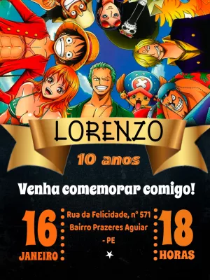 Convite aniversário One Piece