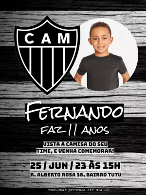 Fazer convite online convite digital Aniversário Atlético Mineiro