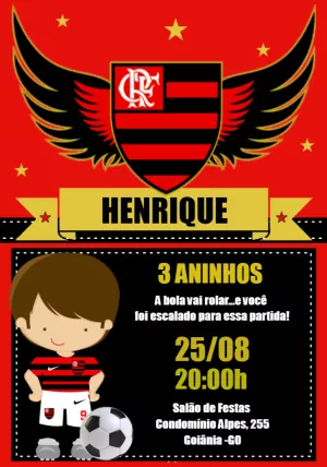 Convite FLAMENGO - Edite grátis com nosso editor online