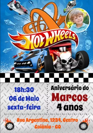 HotWheels birthday invitation with photo