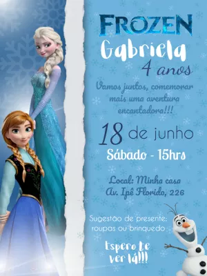 Convite Aniversário da Frozen, anna e elsa - Edite grátis com