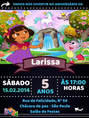 Convite aniversário Dora Aventureira