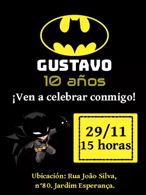 Hacer invitación en línea cumpleaños de batman