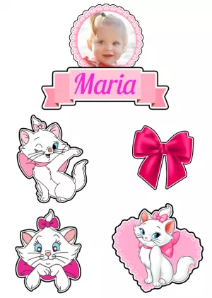 Topo De Bolo Topper De Bolo Personalizado Gata Gatinha Marie