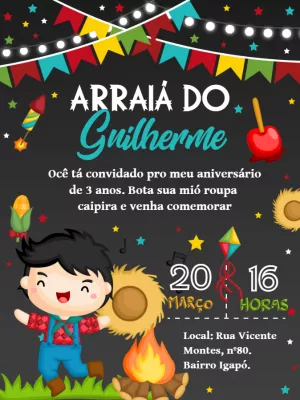 Fazer convite online convite digital aniversário arraiá festa junina