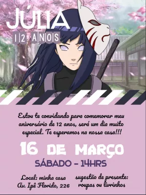 Convite de Aniversário Akatsuki Com Foto Edite Online