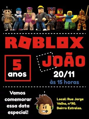 Convite Animado Roblox para Editar 