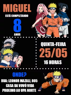 Convite Arte Digital Naruto Pequeno Sakura