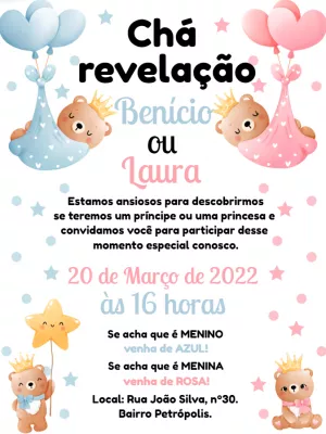 Convite chá de bebê revelação Edite Online