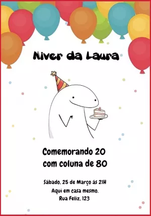 Convite flork, florks, flork meme, flork bolo, flork aniversario, boneco  flork - Edite grátis com nosso editor online