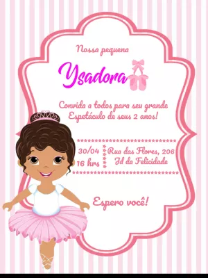 Convite chá de bebê bailarina - Edite grátis com nosso editor online