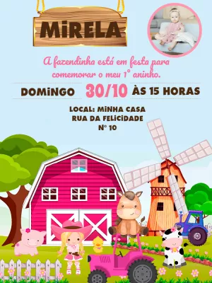 Fazendinha birthday invitation with photo