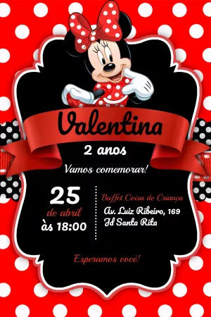 Convite aniversário Minnie Mouse