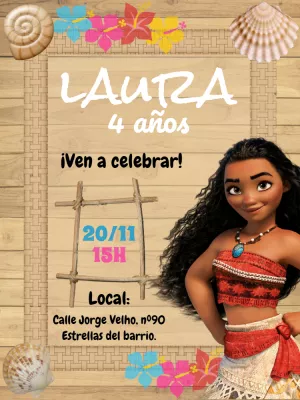 Hacer invitación online invitación digital cumpleaños moana adulto Hacer invitación online invitación digital cumpleaños moana adulto