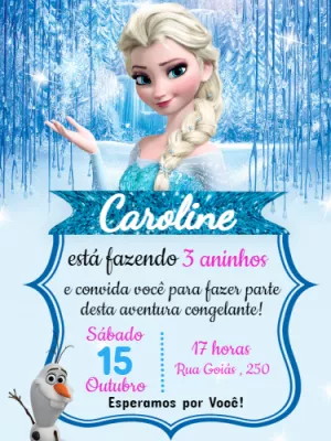 Convite Virtual Digital Personalizado Frozen Elsa