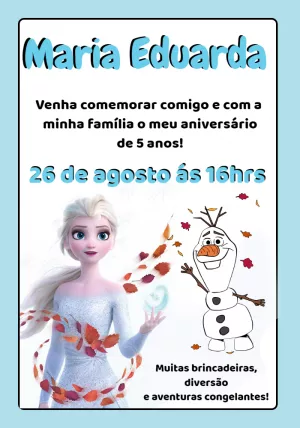 Convite digital frozen para editar Edite Online