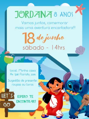 Convite aniversário Lilo & Stitch