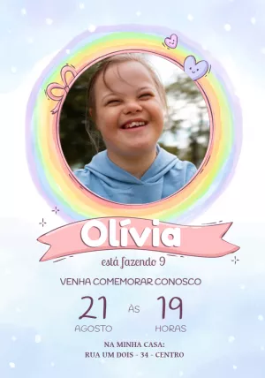 Rainbow birthday invitation with photo