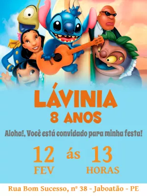 Convite aniversário Lilo e Stitch