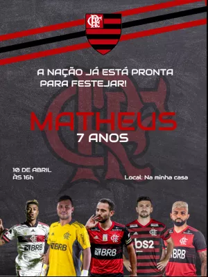 Fazer convite online convite digital Aniversario Flamengo