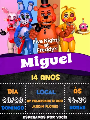 Convites Five Nights at Freddy's convites