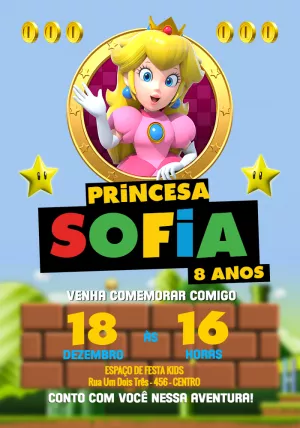 Convite aniversário Princesa Peach