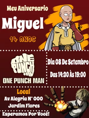 One Punch Man birthday invitation