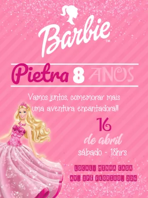 Convite Barbie para editar