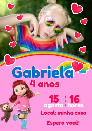 Rainbow Ruby Birthday Invitation with photo