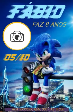 Convite Digital Sonic o Filme