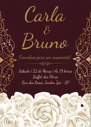 Convite De Casamento Rose Gold Edite Online