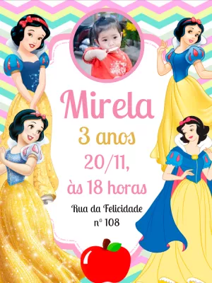 Snow White birthday invitation with photo