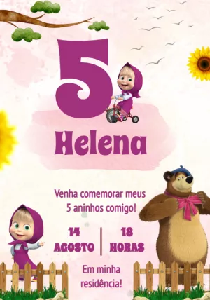 Convite Aniversário Masha e o Urso