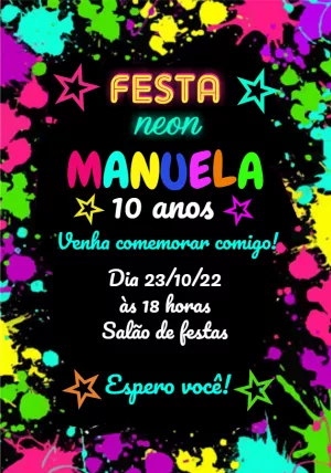 Fazer convite online convite digital Aniversário Festa Neon Balada