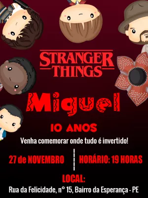 Convite aniversário Stranger Things