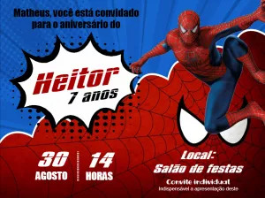 Convite Homem Aranha Digital Online Virtual Festa Whatsapp