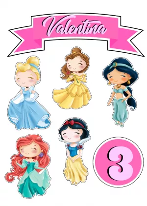 Topo de bolo princesas Disney