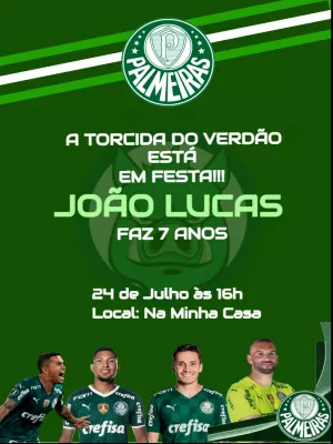 Convite Aniversário do Palmeiras - Edite grátis com nosso editor