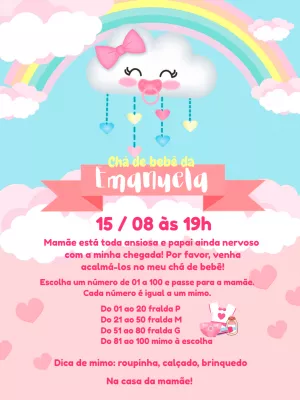 Convite Virtual Animado Chá de Bebê Chuva de Amor/Benção 