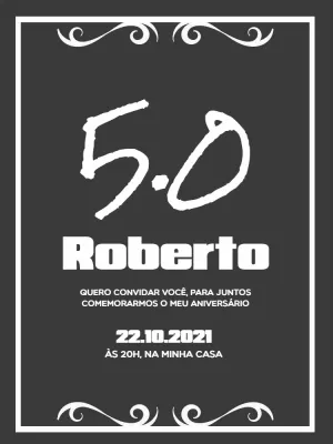 Convite aniversário 50 anos Quadro Negro Giz