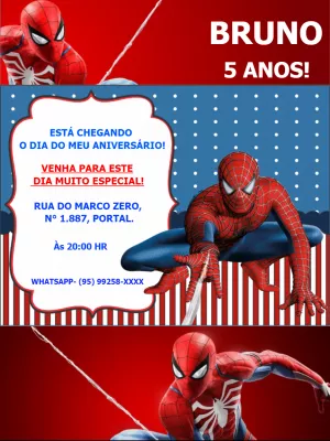 Convite Aniversário Homem Aranha Edite Online