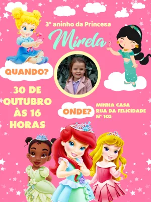 Disney Princess birthday invitation with photo