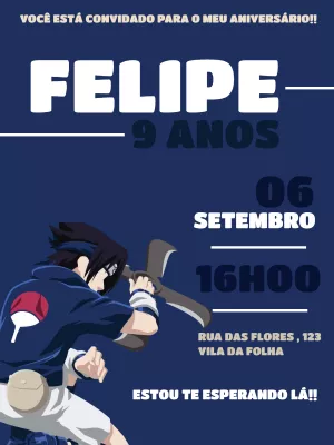 Convite Aniversário Naruto