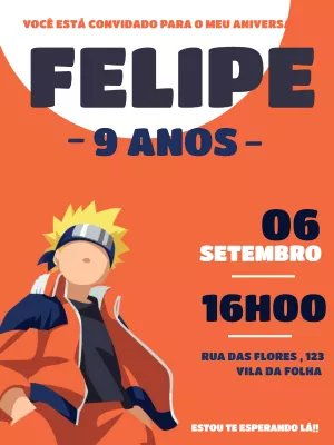 Convite Aniversário Naruto